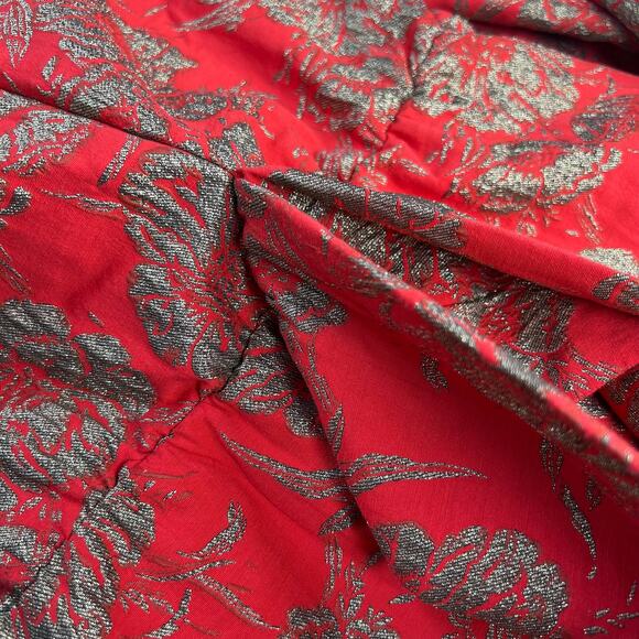 Happy X Nature Kate Hudson Women's Mini Dress Red/Gold Embroidered Glam Size 6 - Picture 13 of 16